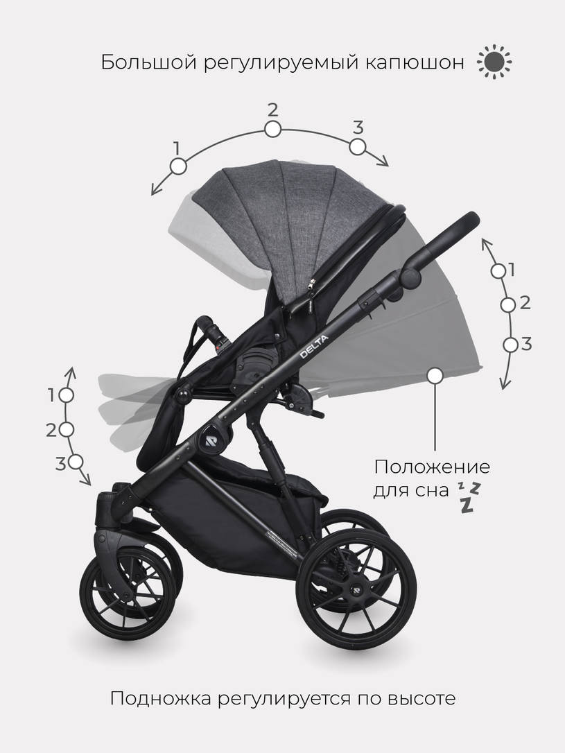 Коляска 2 в 1 RIKO BASIC DELTA 05 Carbon