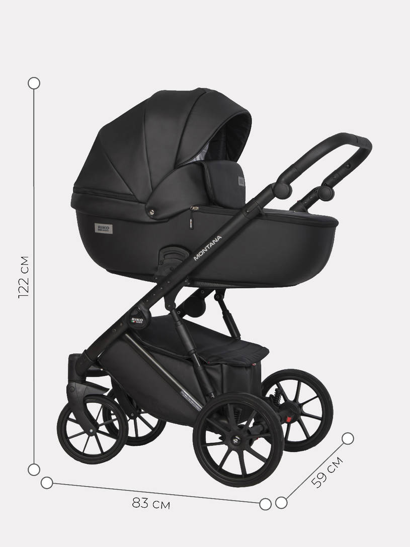 Коляска 2 в 1 Riko Basic Montana Ecco 12 Black черный