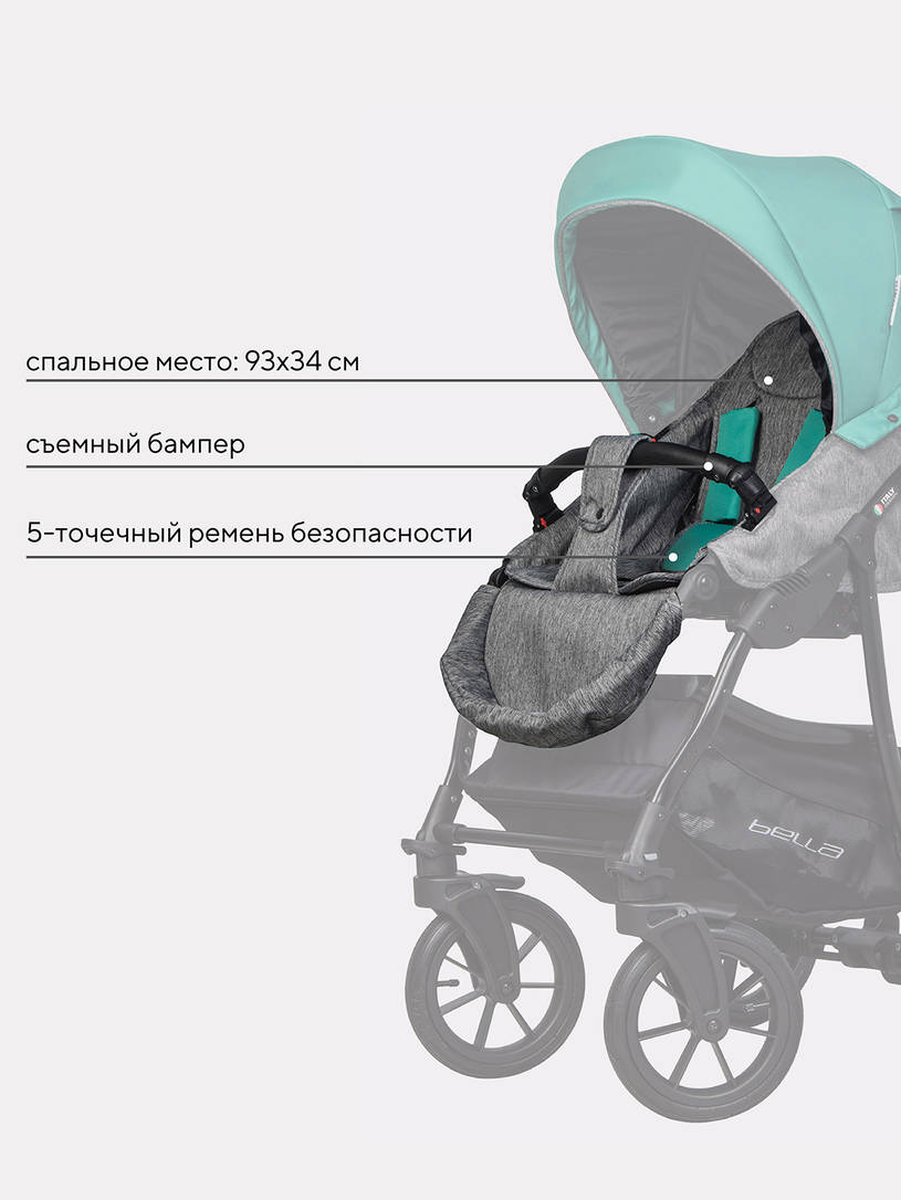 Коляска 2 в 1 Riko Basic Bella 03 мятный