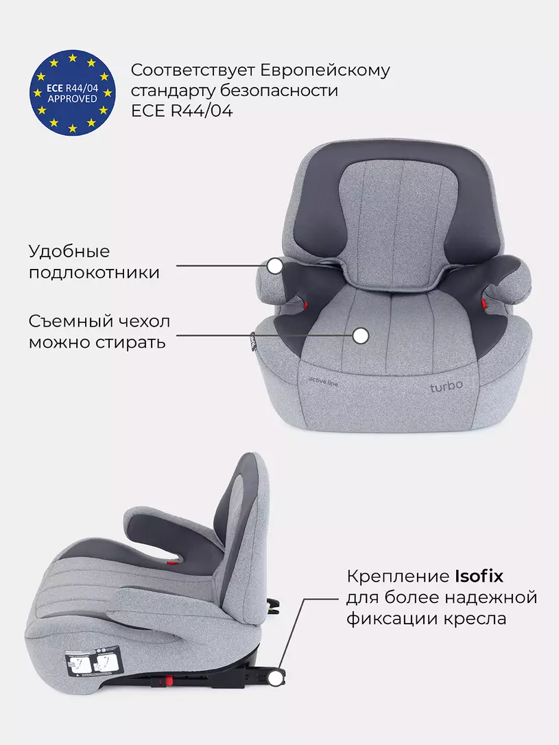 Автокресло Rant Turbo Isofix Active Line 3 (22-36 кг) Grey