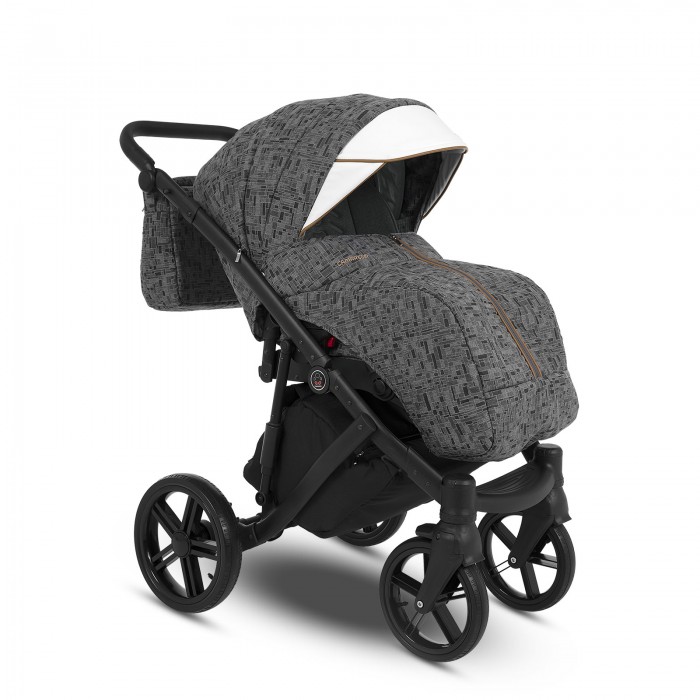 Коляска Camarelo Avenger 3 в 1 серый жаккард/белая экокожа