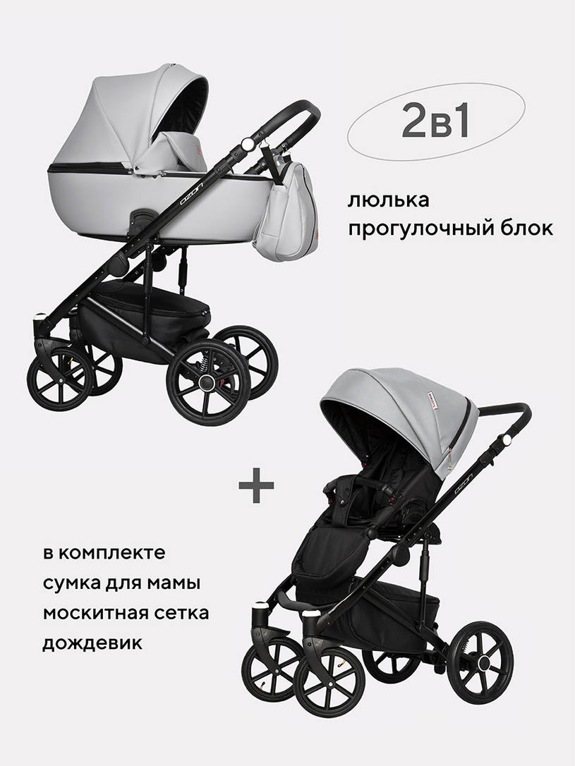 Коляска 2 в 1 Riko Basic Ozon 05 светло-серый