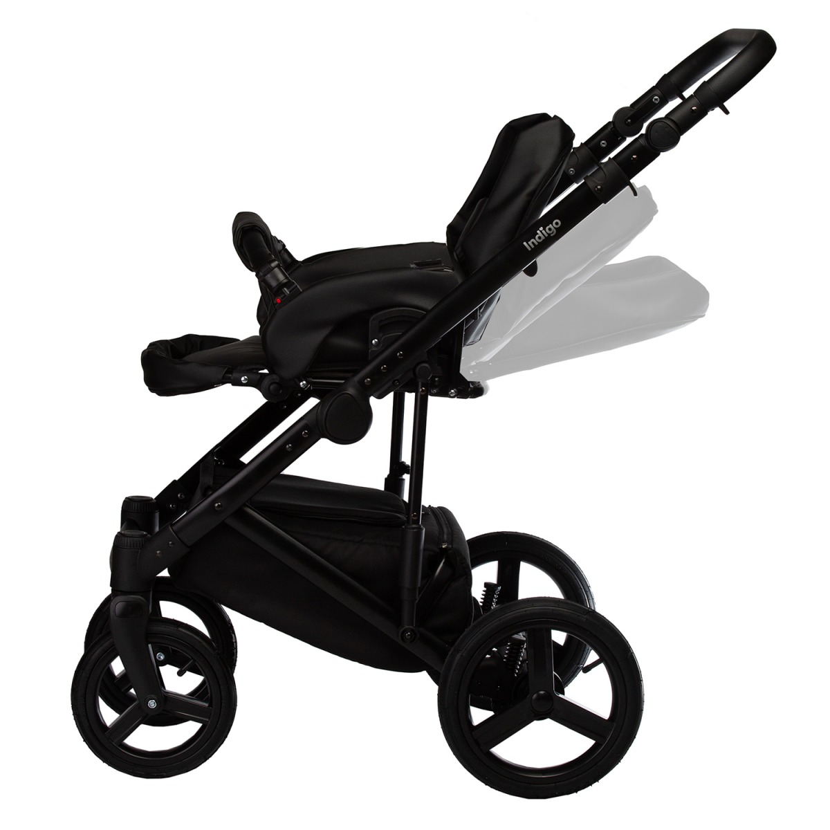 Коляска 2 в 1 Indigo Tour Eco, Te 03 (Черная кожа + Шалфей кожа)