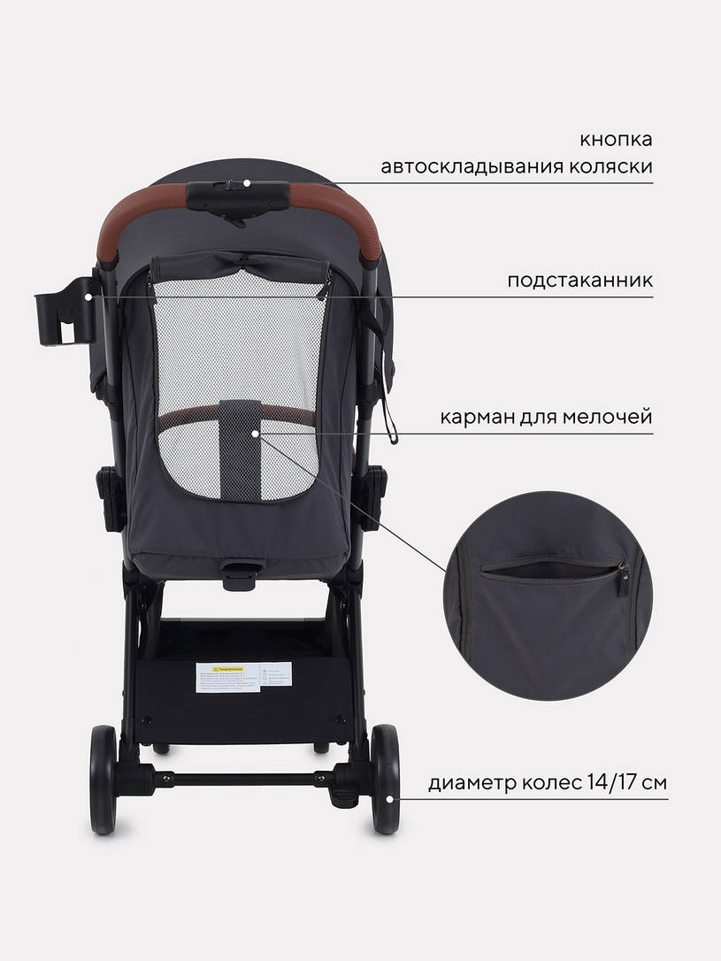 Коляска прогулочная Mowbaby Atom Graphite