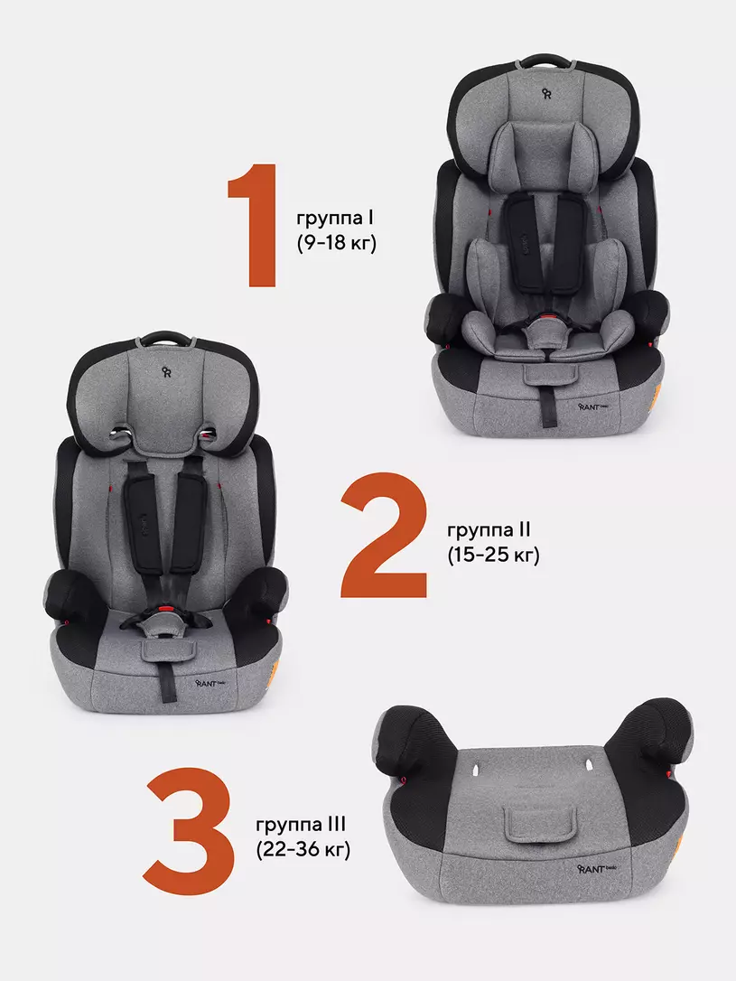 Автокресло Rant Basic Spark 1/2/3 (9-36 кг) Graphite