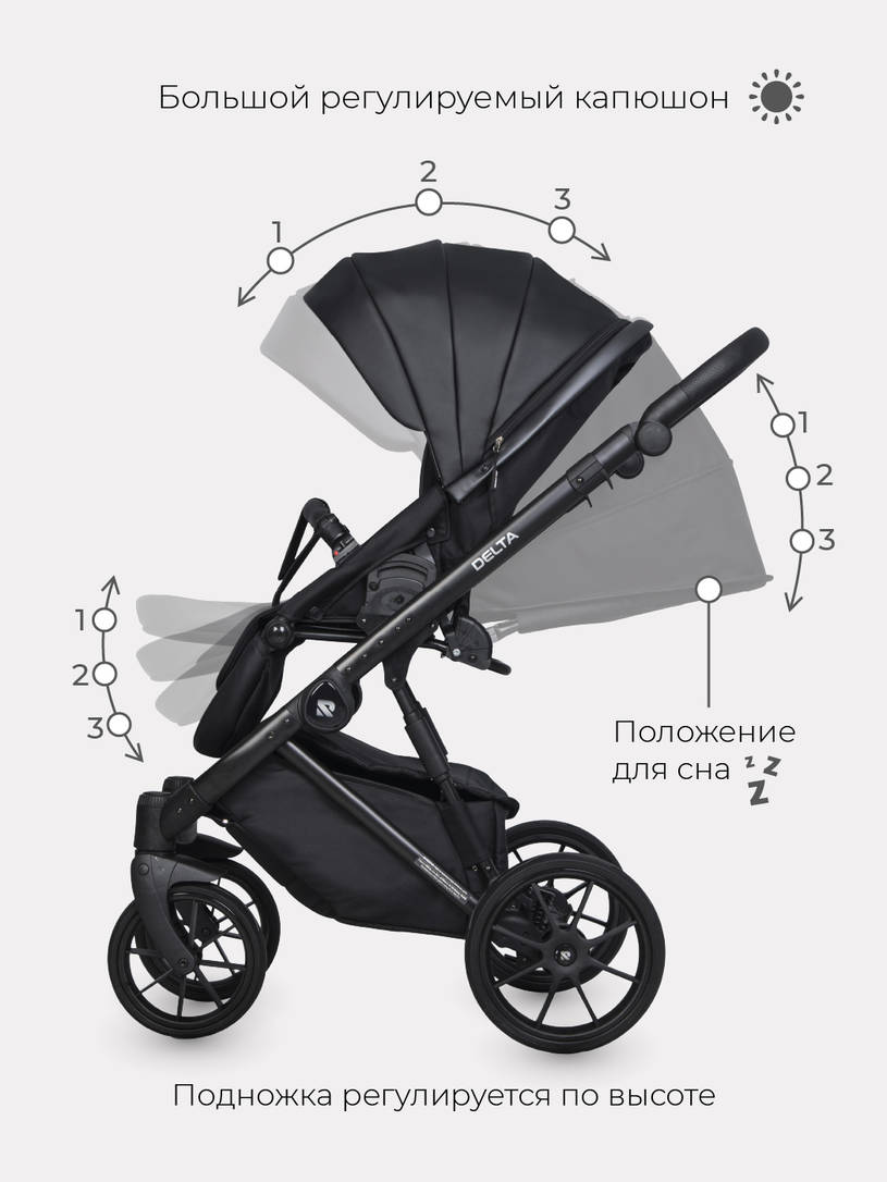 Коляска 2 в 1 RIKO BASIC DELTA ECCO 15 Black