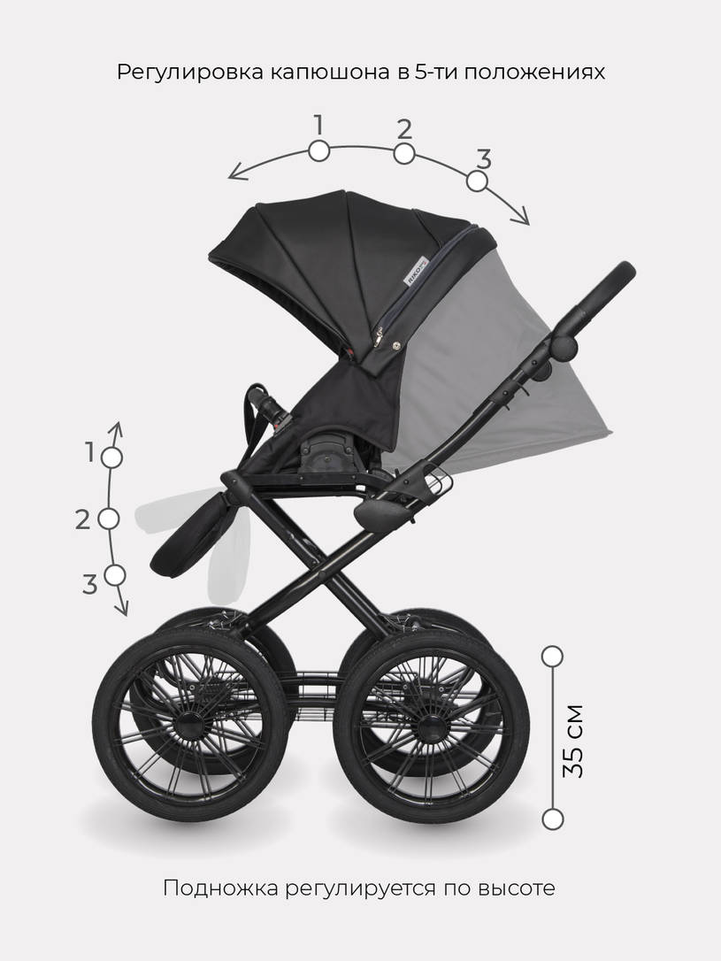 Коляска 2 в 1 Riko Basic Aicon Ecco Prestige 01 черный