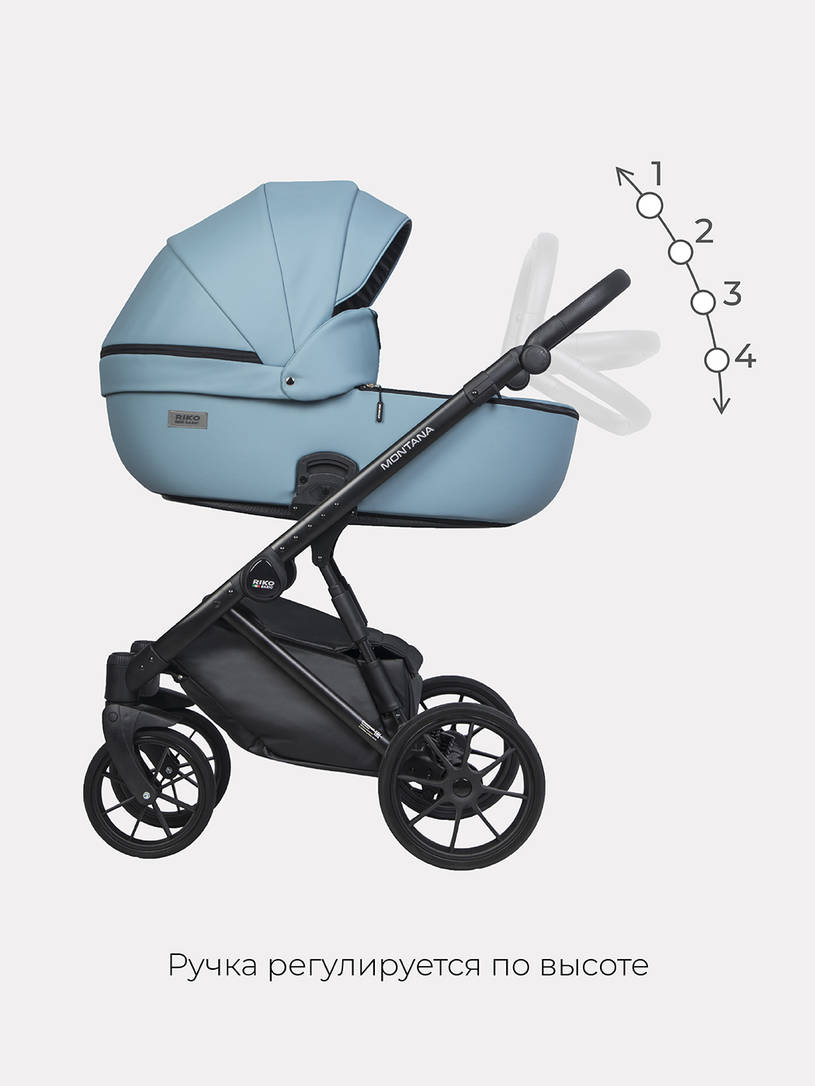 Коляска 2 в 1 Riko Basic Montana Ecco 16 blue, голубой