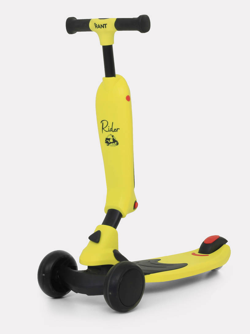 Беговел-самокат Rant Rider Plus со светящимися колесами желтый