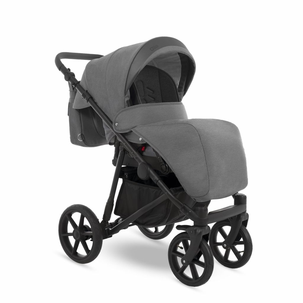 Коляска 2 в 1 Camarelo Ollio, Серый / Темно-серая эко-кожа (08)