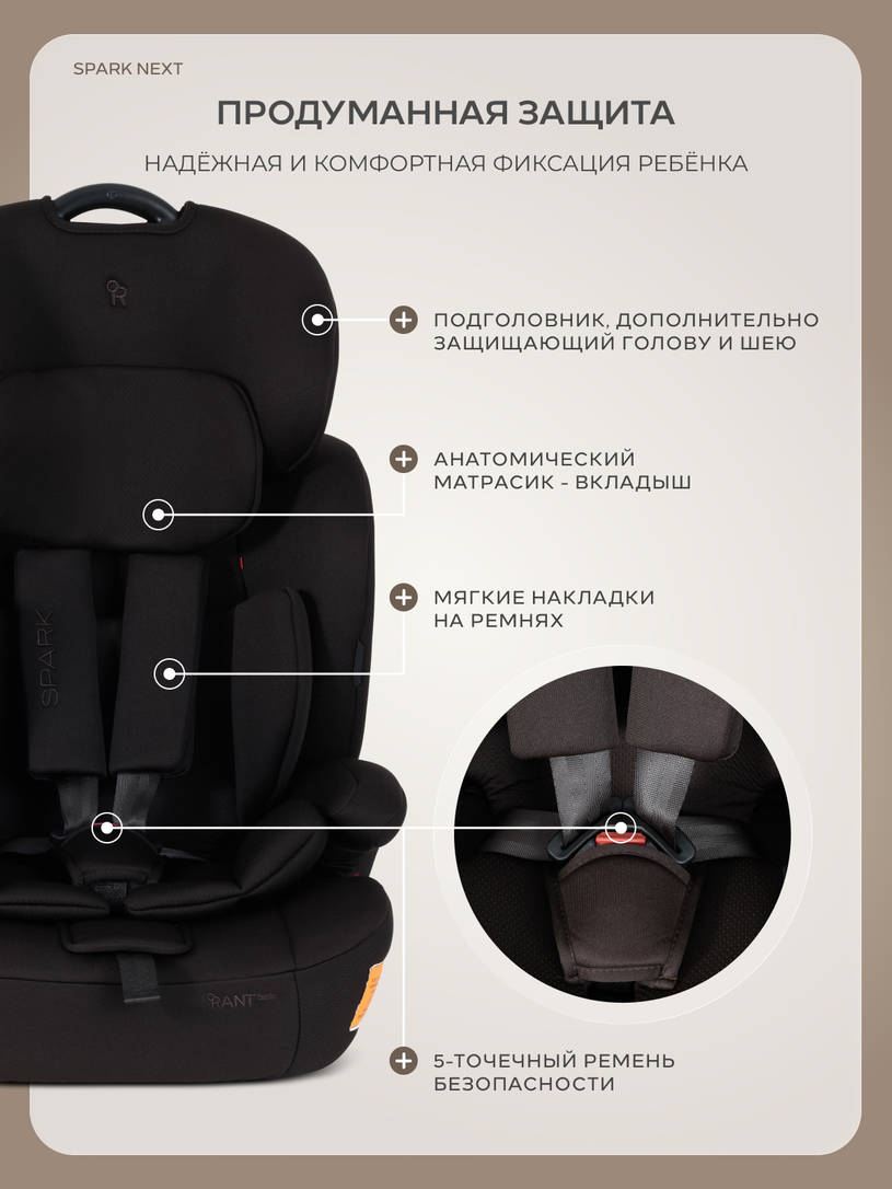 Автокресло Rant Basic Spark Next группа 1/2/3 (9-36 кг) Choco