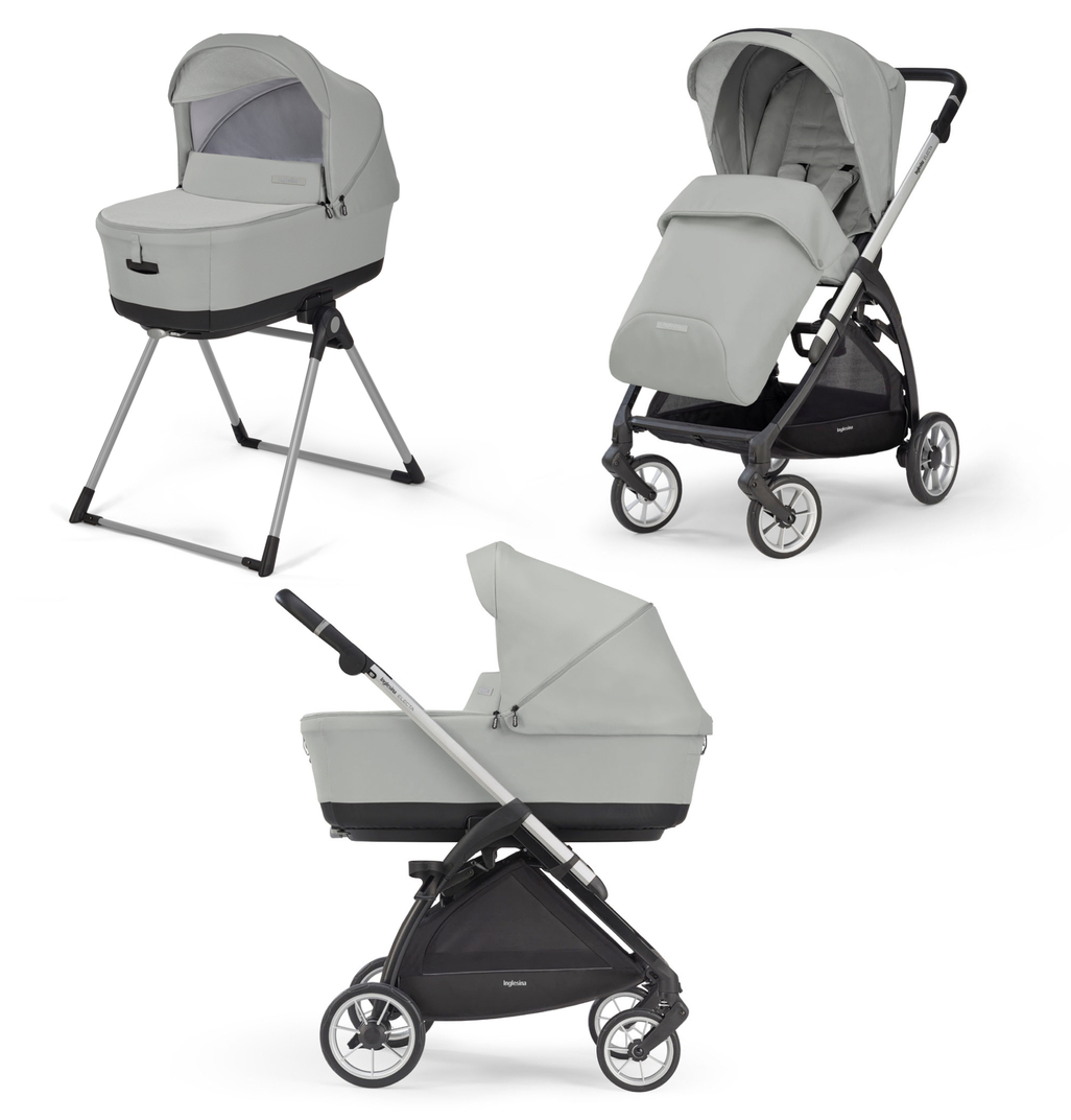 Коляска 3 в 1 Inglesina Electa с подставкой под люльку Stand Up, Greenwich Silver