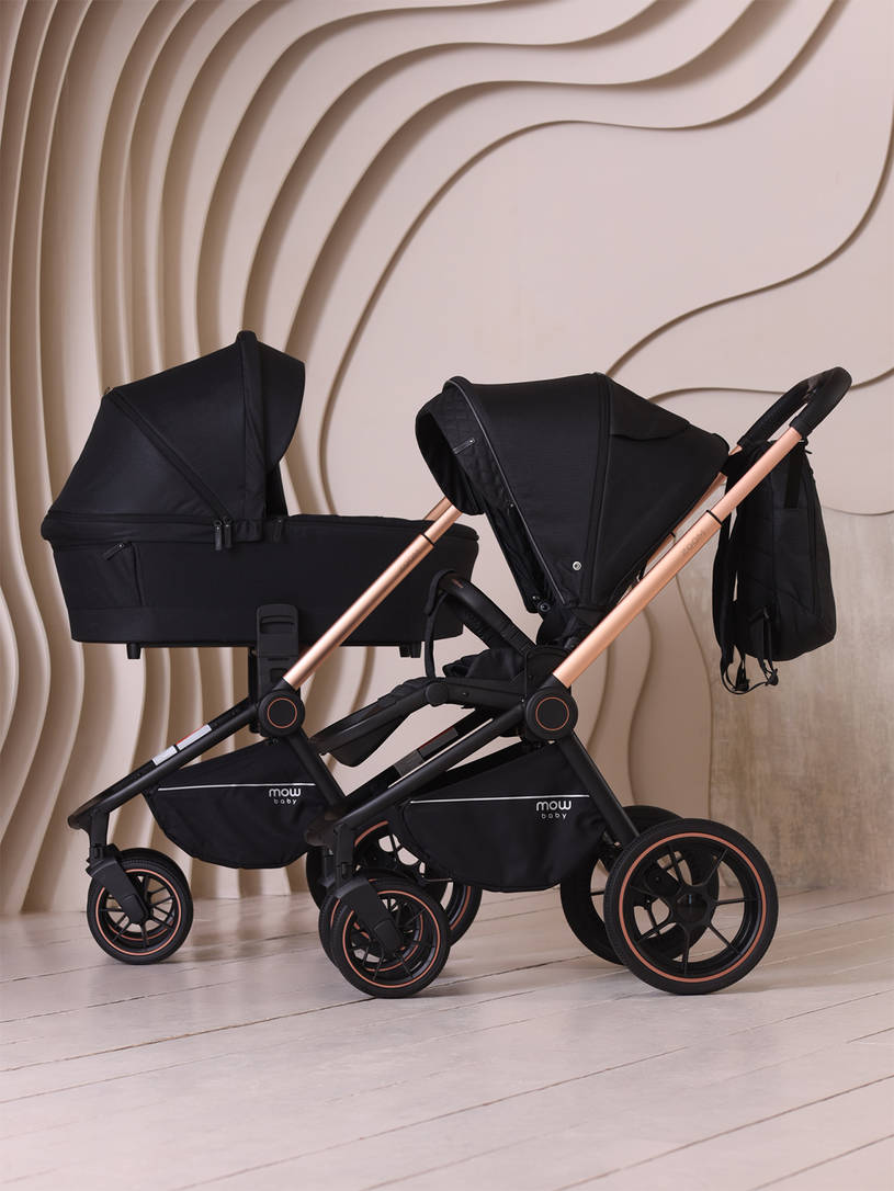 Коляска 2 в 1 MOWBaby ZOOM PU RA086 Gold Black