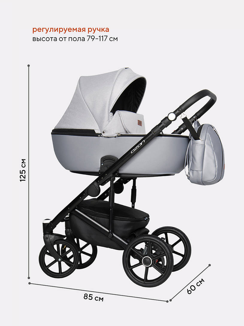 Коляска 2 в 1 Riko Basic Ozon Shine 03 серый