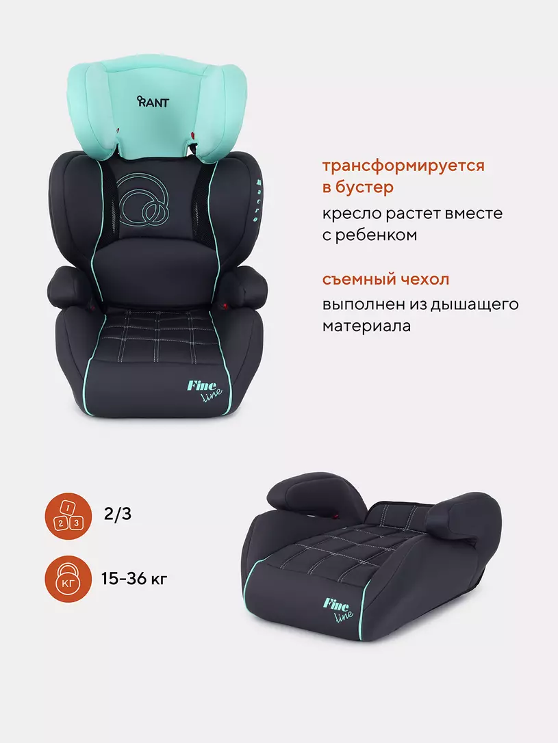 Автокресло Rant Macro группа 2-3 (15-36 кг), цвет: бирюзовый