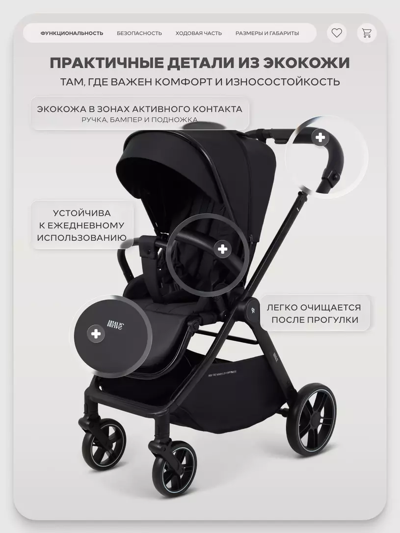 Коляска прогулочная Rant Basic Wave Black