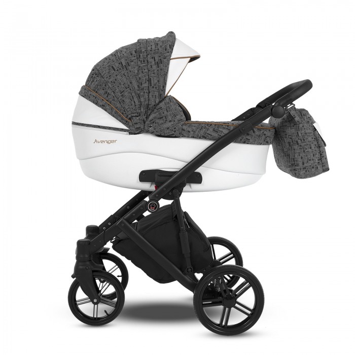 Коляска Camarelo Avenger 3 в 1 серый жаккард/белая экокожа
