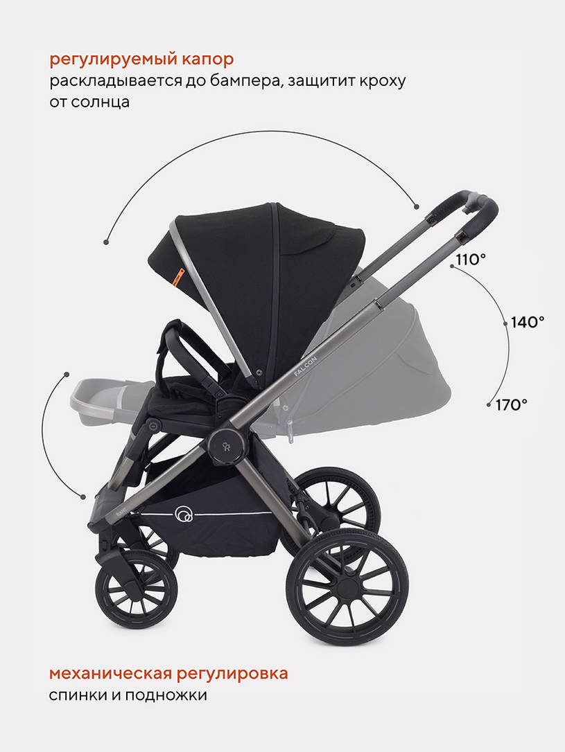 КОЛЯСКА 2 В 1 RANT FALCON BLACK