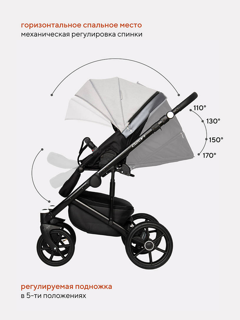 Коляска 2 в 1 Riko Basic Ozon Shine 03 серый