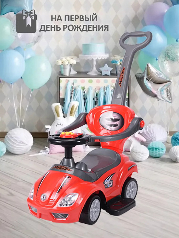 Детская каталка Sevillababy Mega Car 3 в 1 с ручкой BC202 red/красный
