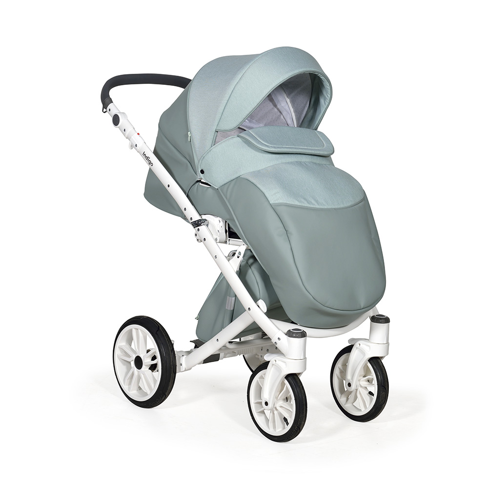 Коляска 2 в 1 Indigo PORTO - Po 05 (шалфей кожа+шалфей лен)