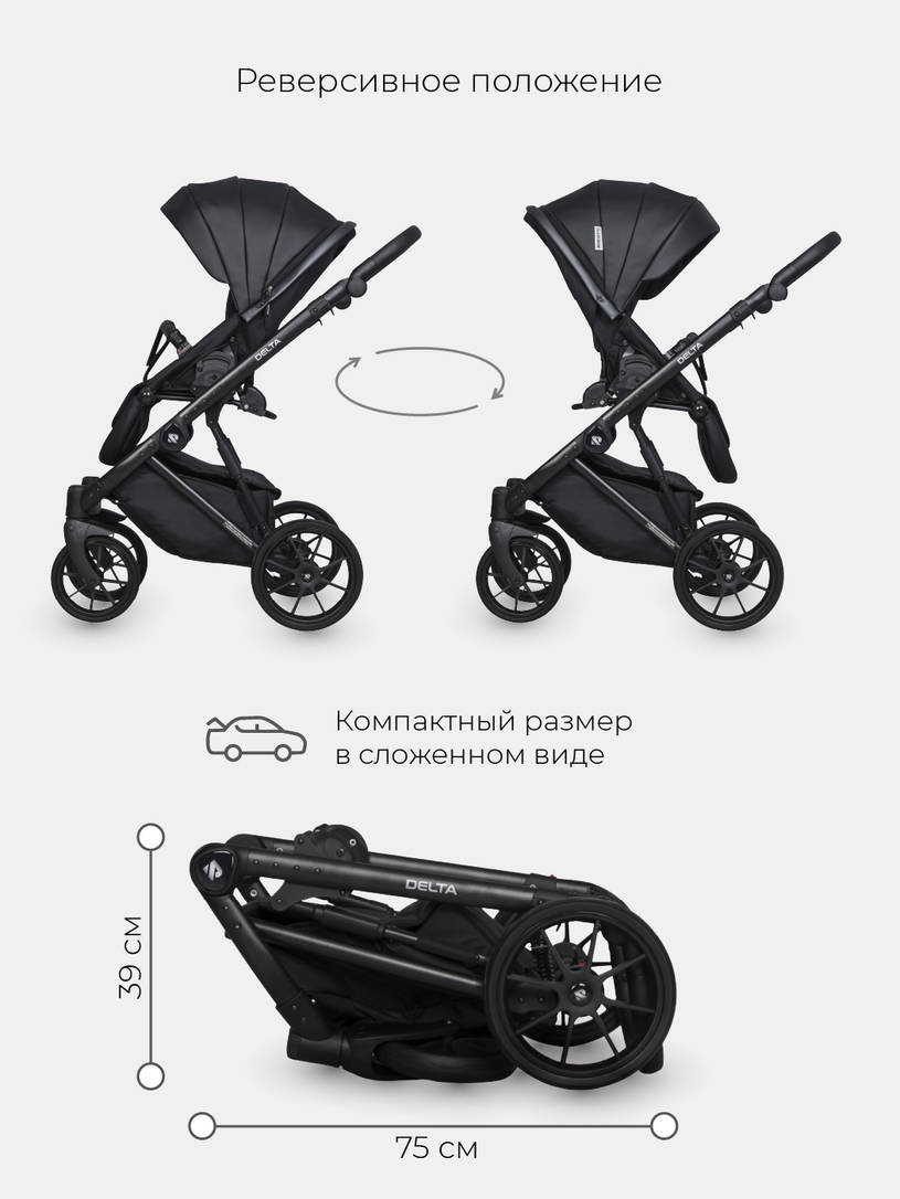 Коляска 2 в 1 RIKO BASIC DELTA ECCO 15 Black
