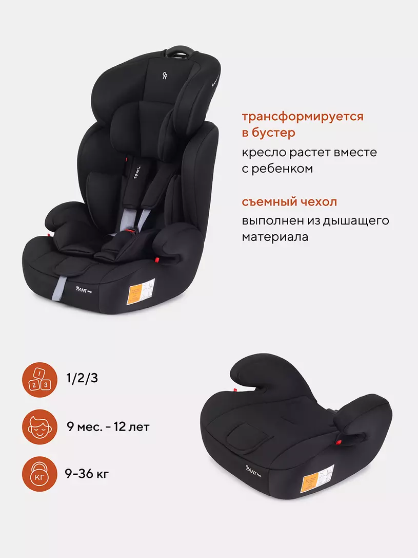 Автокресло Rant Basic Spark 1/2/3 (9-36 кг) Black