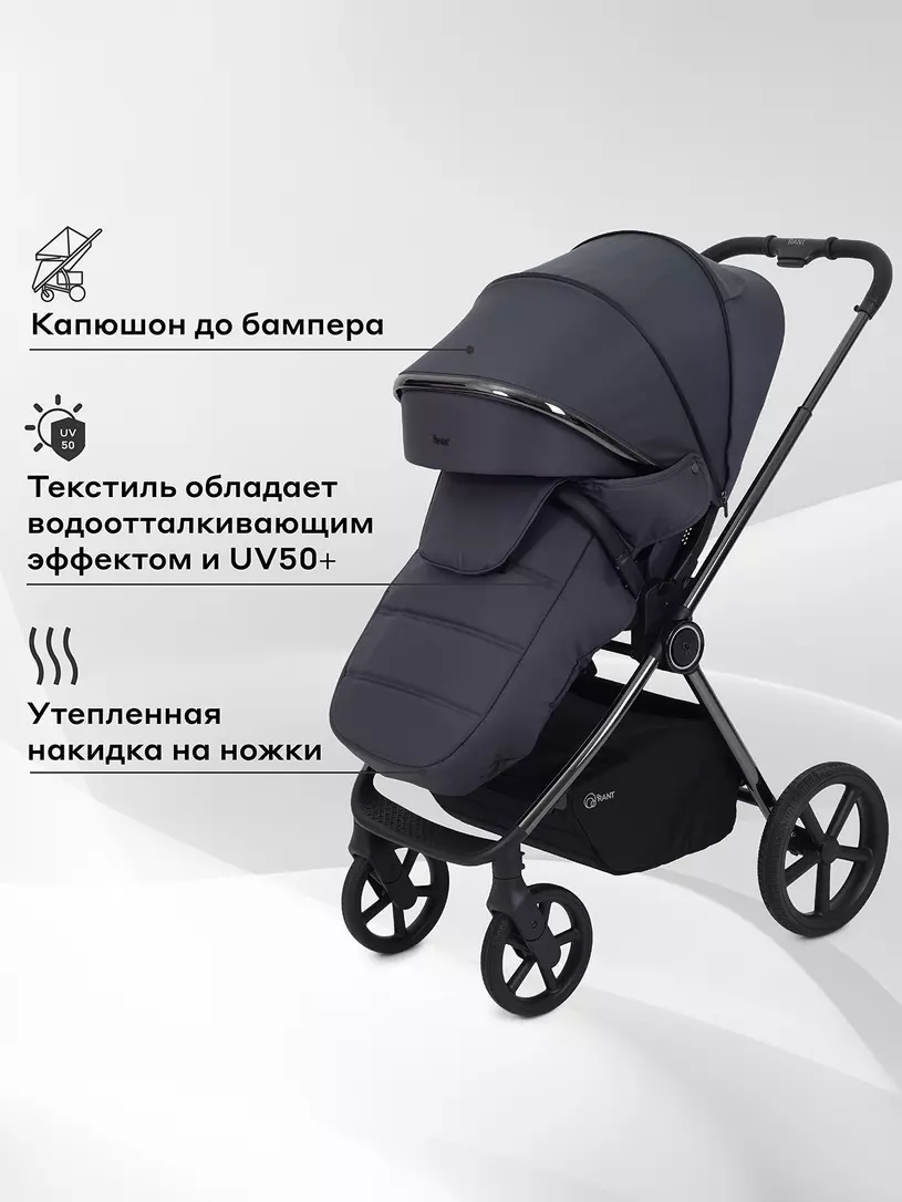 Коляска 2 в 1 Rant Teo Black Chrome Graphite