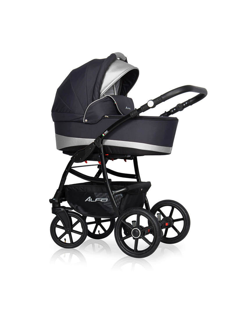 Коляска 2 в 1 Riko Basic Alfa Ecco 01 черно-серебристый