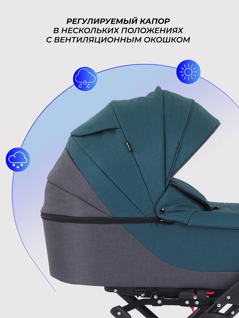 Коляска 2 в 1 Rant Siena Classic 2024 04 серый - темно-бирюзовый
