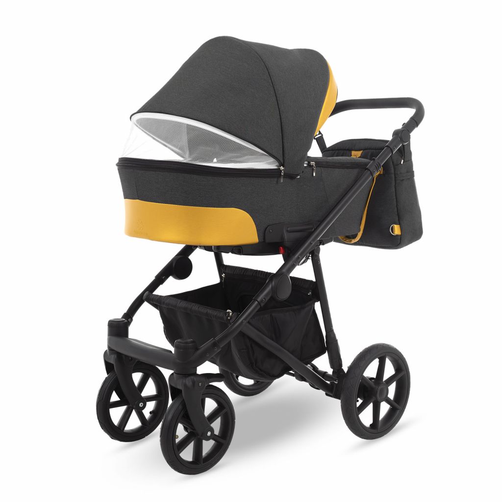 Коляска 2 в 1 Camarelo Ollio, Темно-серый меланж / Желтая эко-кожа (06)