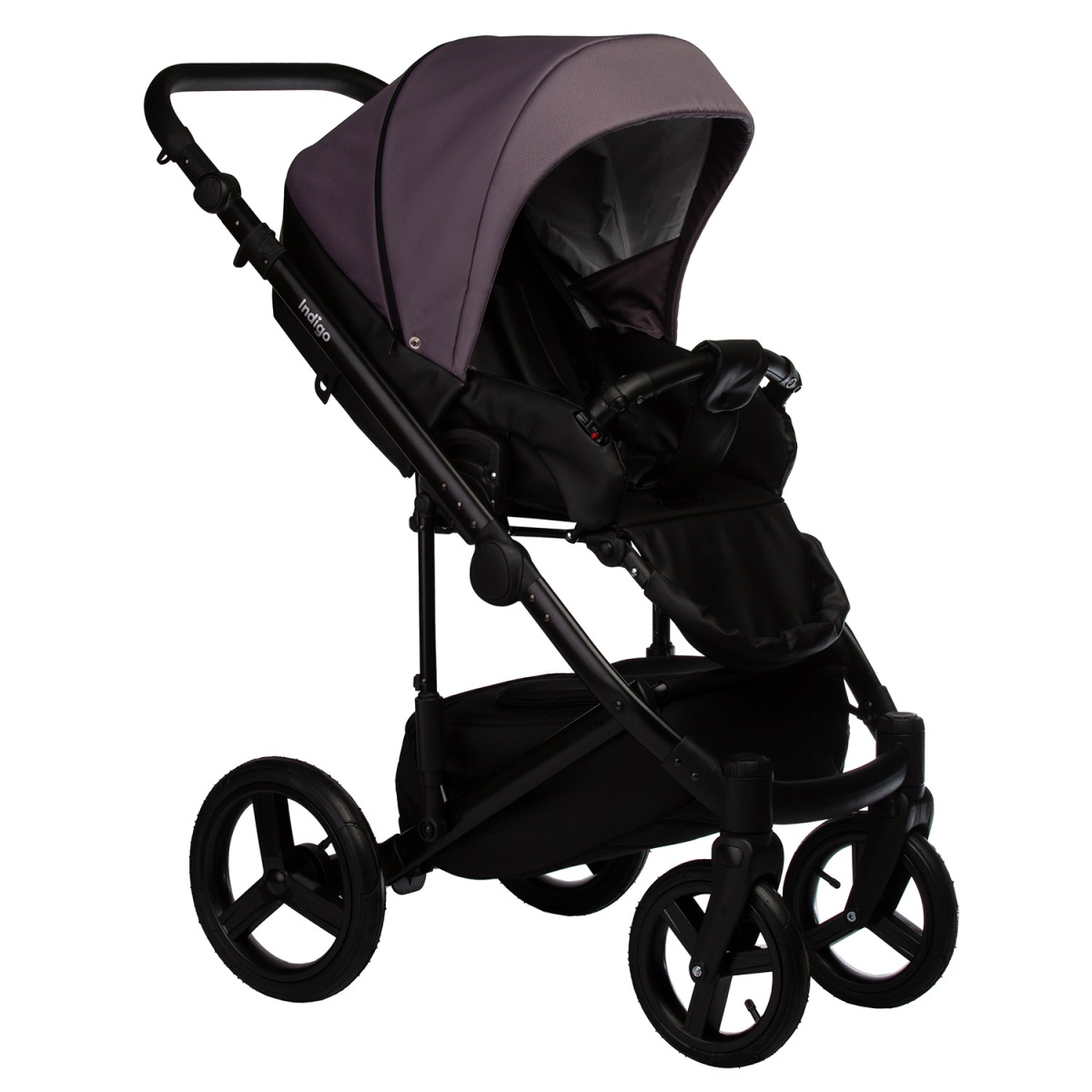 Коляска 2 в 1 Indigo Tour Eco, Te 08 (Черная кожа + Фиолетовый)