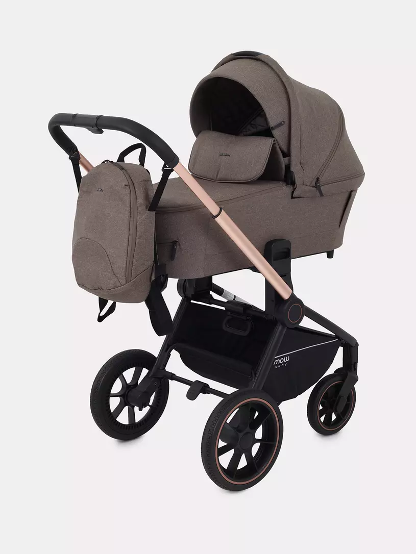 Коляска 3 в 1 Mowbaby Zoom PU gold cacao brown