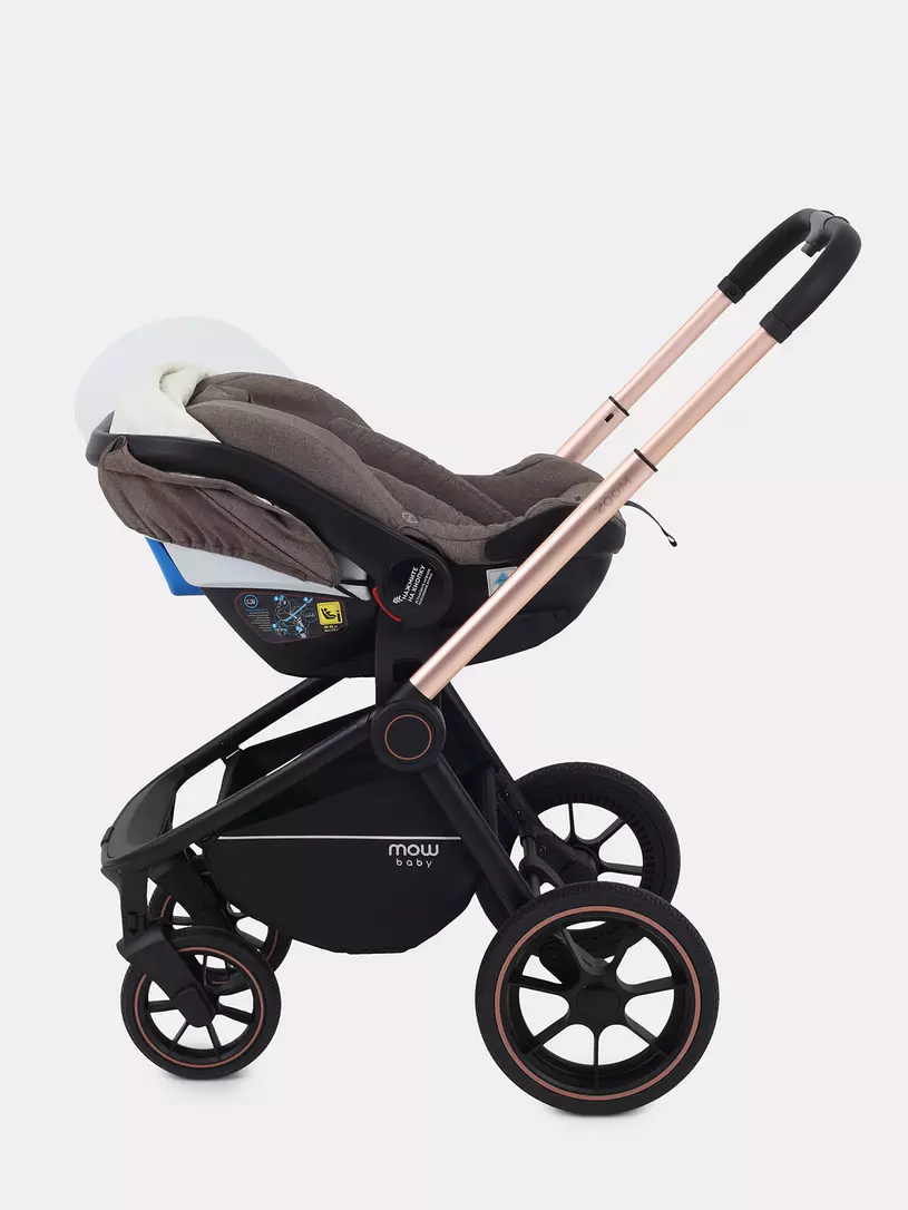 Коляска 3 в 1 Mowbaby Zoom PU gold cacao brown