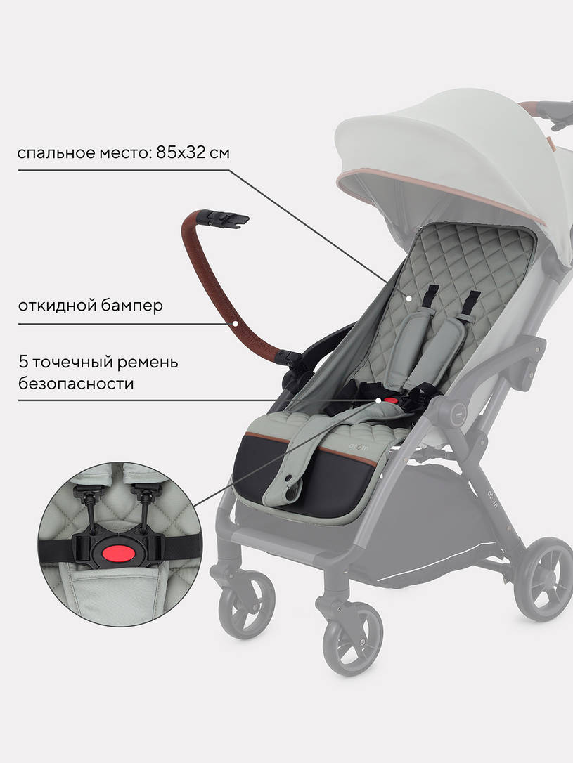 Коляска прогулочная Mowbaby Atom Green