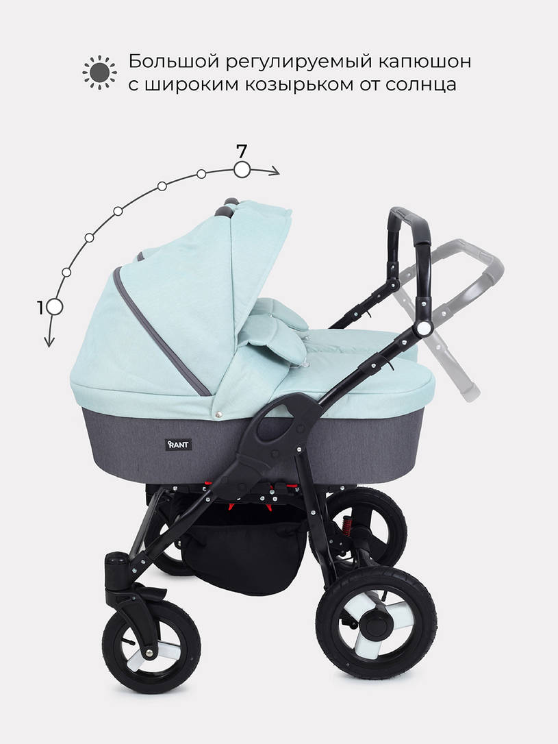 Коляска для двойни 2 в 1 Rant Dream Duo 04 серый-мятный