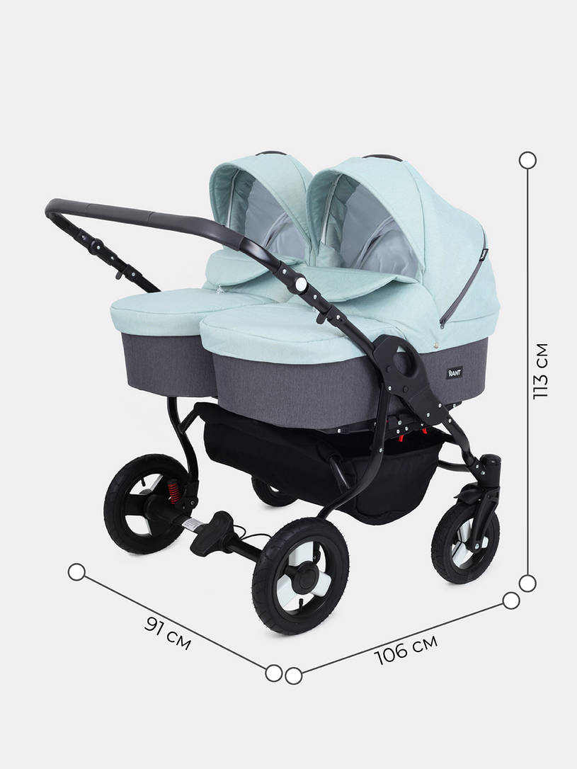 Коляска для двойни 2 в 1 Rant Dream Duo 04 серый-мятный