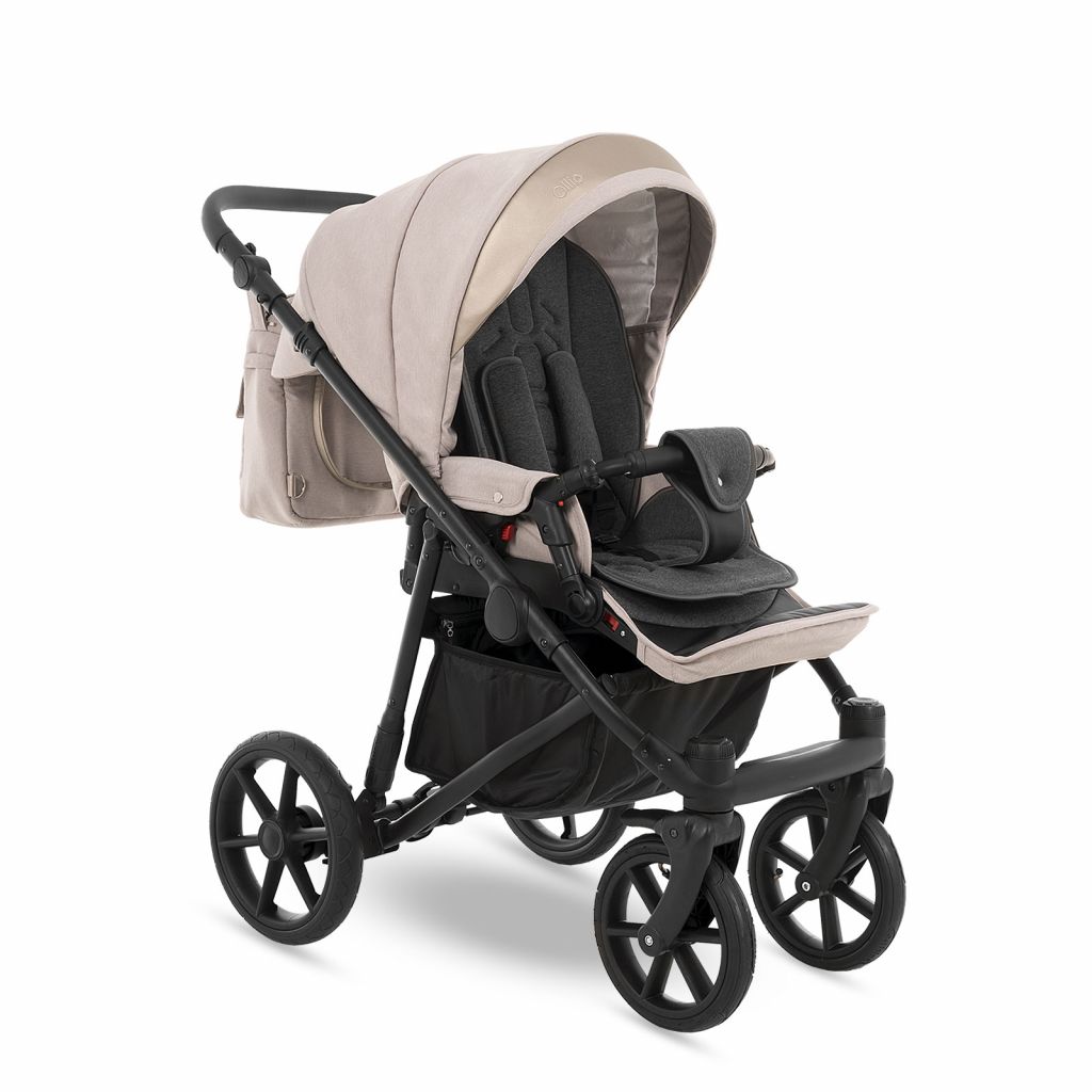 Коляска 2 в 1 Camarelo Ollio, Пудровый Меланж / Бежевая эко-кожа (03)
