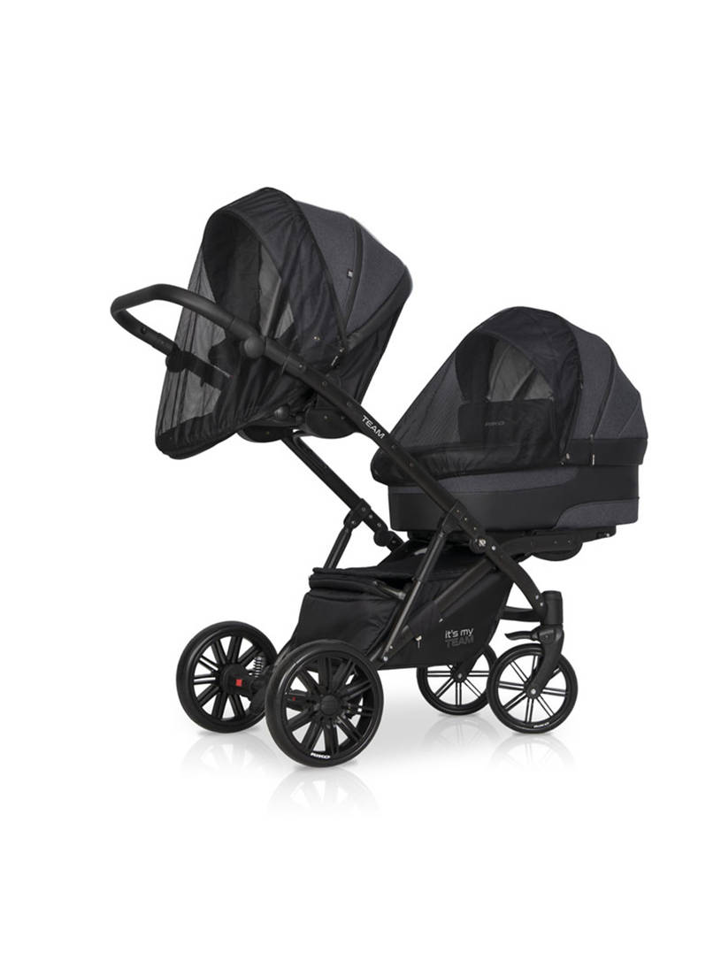 Коляска для двойни 2 в 1 Riko Team 2020 темно-серый