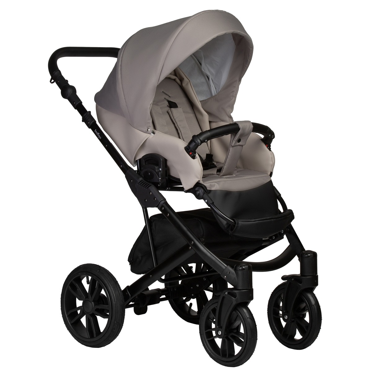 Коляска 2 в 1 Indigo Mio S, 01 (Светло-бежевая кожа + Бежевый)