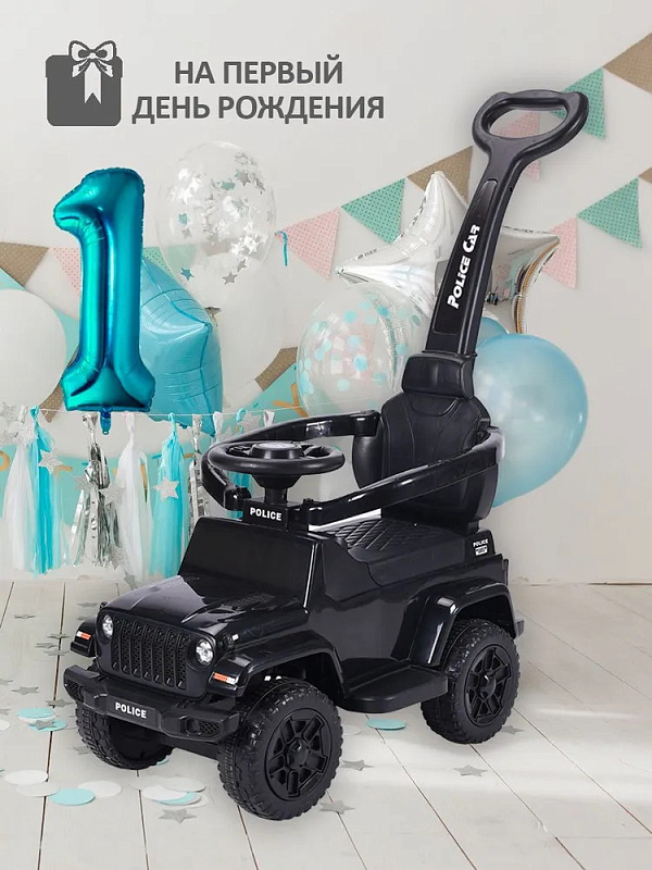 Детская каталка Sevillababy Police 3 в 1 с ручкой BC219 black/черный