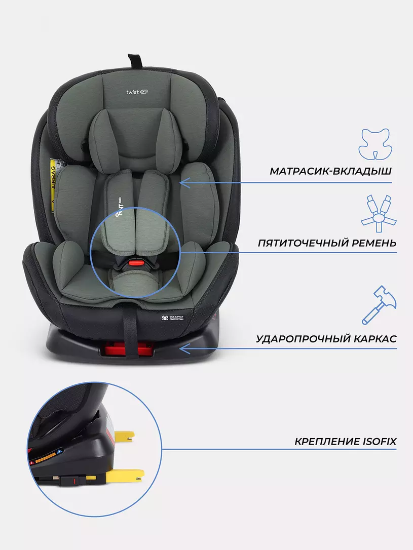 Автокресло Rant Basic Twist Pro Isofix 0/1/2/3 (0-36 кг) Green