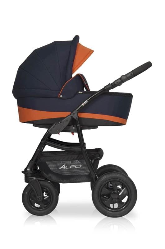 Коляска 2 в 1 Riko Basic Alfa 04 черно-оранжевый