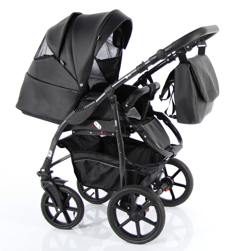 Детская коляска Sevillababy Stilo 2 в 1 St-03 чёрный экокожа