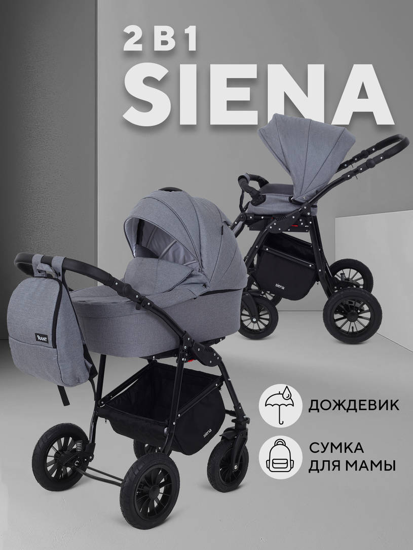 Коляска 2 в 1 Rant Siena 2024 07 серый