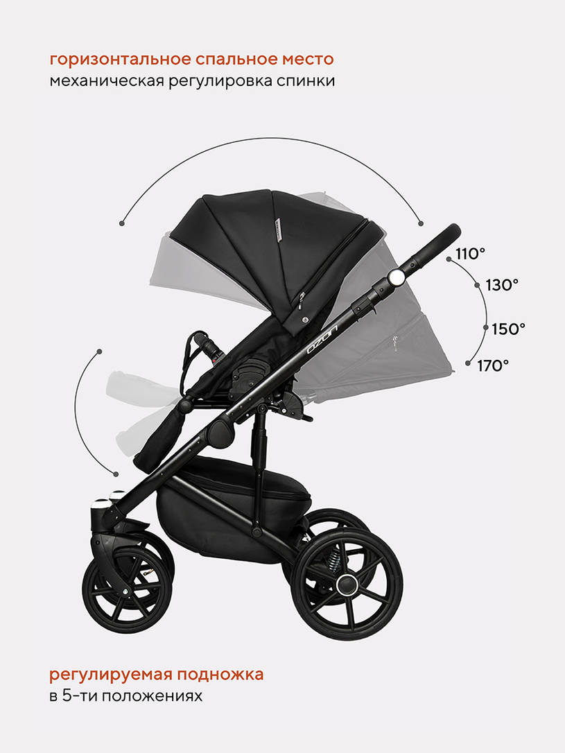 Коляска 2 в 1 Riko Basic Ozon 06 черный