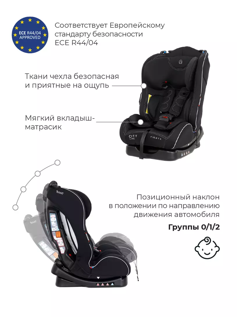 Автокресло Rant Fiesta City line 0/1/2 (0-25 кг) black