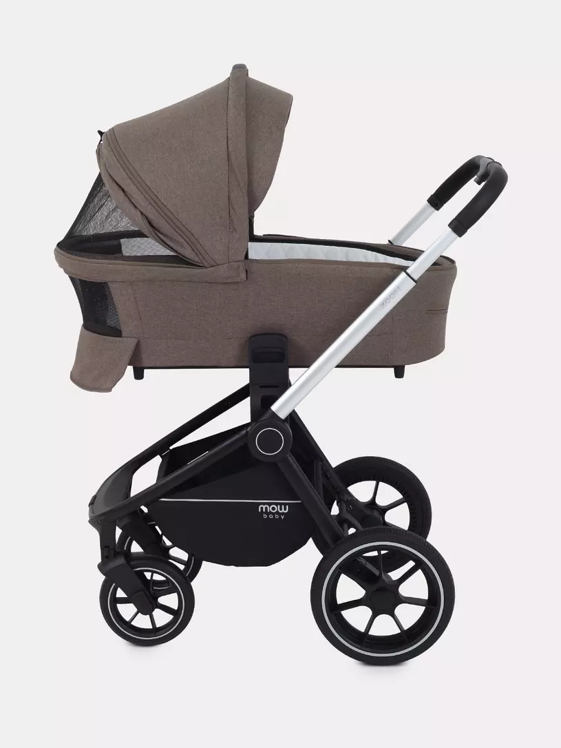 Коляска 3 в 1 Mowbaby Zoom PU silver cacao brown
