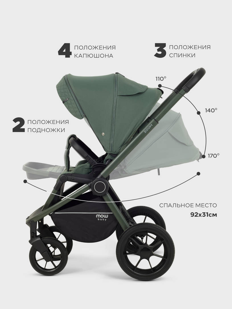 Коляска 2 в 1 Mowbaby Zoom PU Forest green