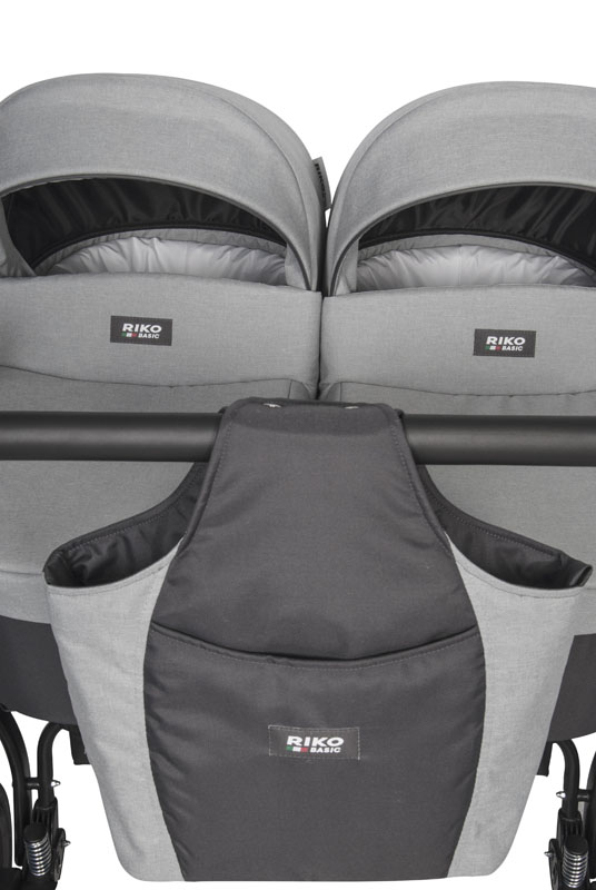 Коляска для двойни 2 в 1 Riko Basic Saxo 02 серый-черный